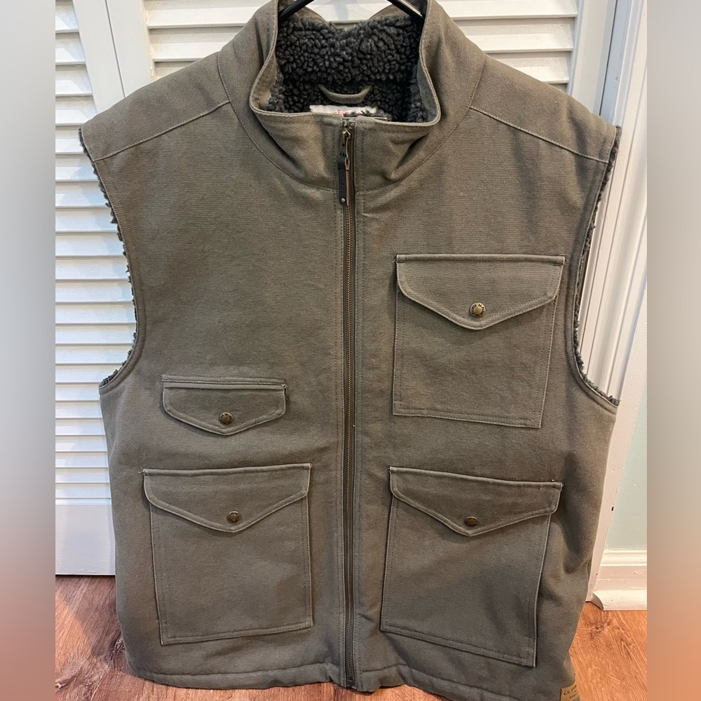 Filson Mens Canvas Fleece Lined Vest Large
